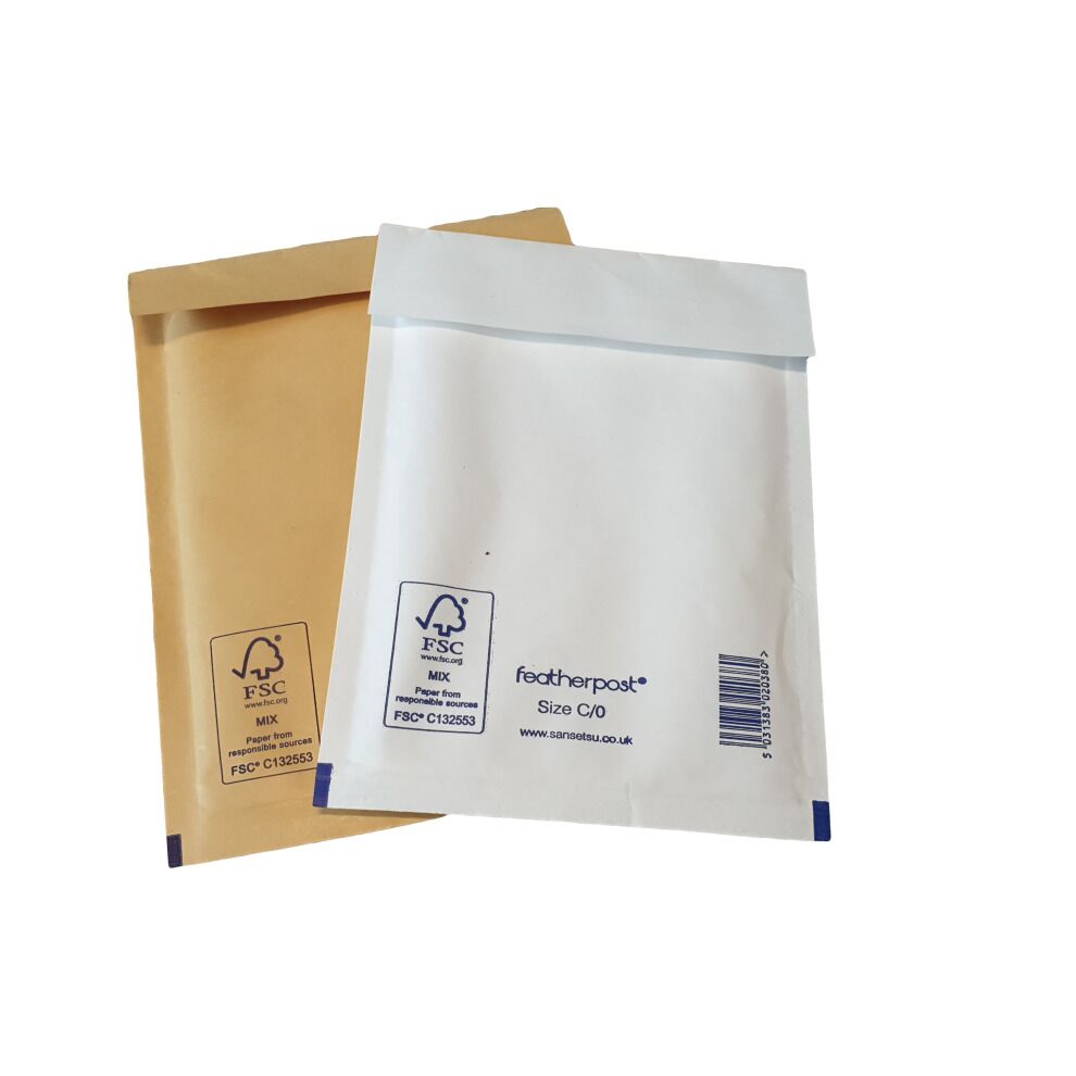 Jiffy-Bags Two bubble mailers, one brown and one white, are displayed side by side on a white background.